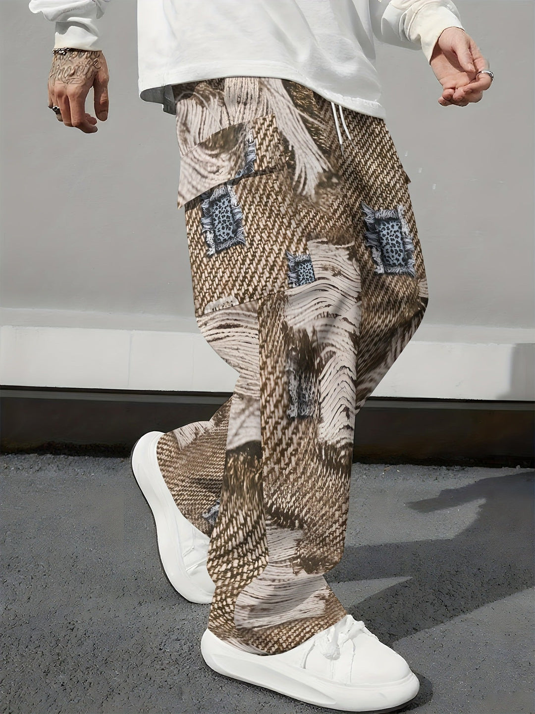 Pink Camo Cargo Pants Printed Design Trendy Casual Loose-Fit Versatile And Breathable Trousers