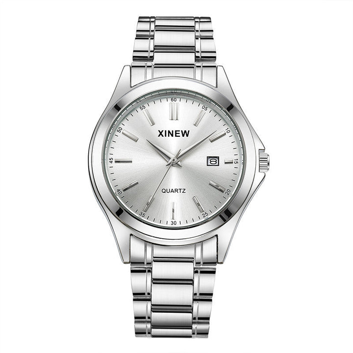 Fashionable Casual Stainless Steel Strap Calendar Quartz Watch