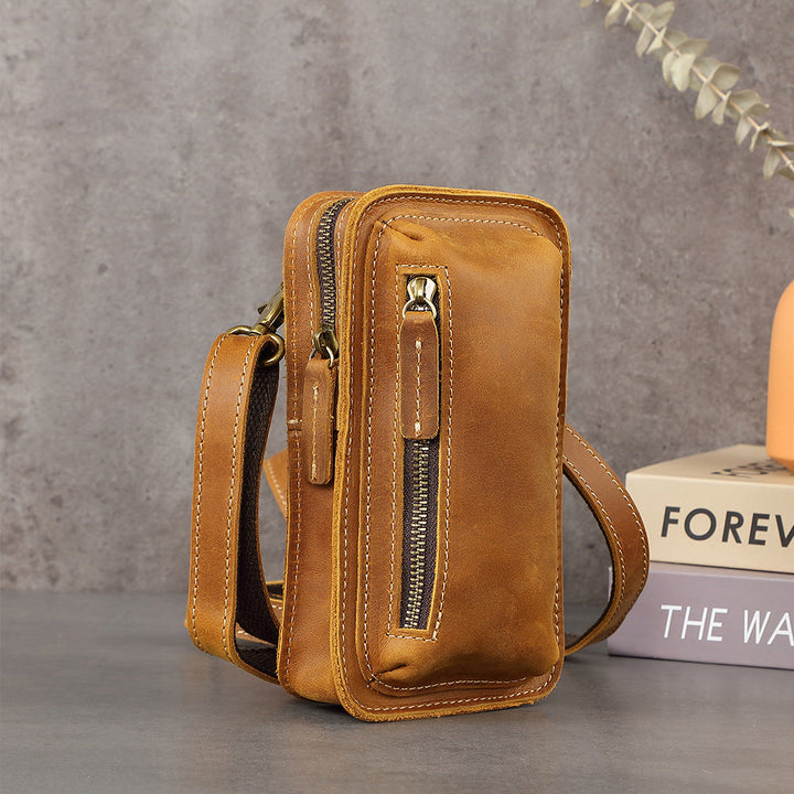 Genuine Leather Mens Cowhide Durable Work Belt-Powered Bag