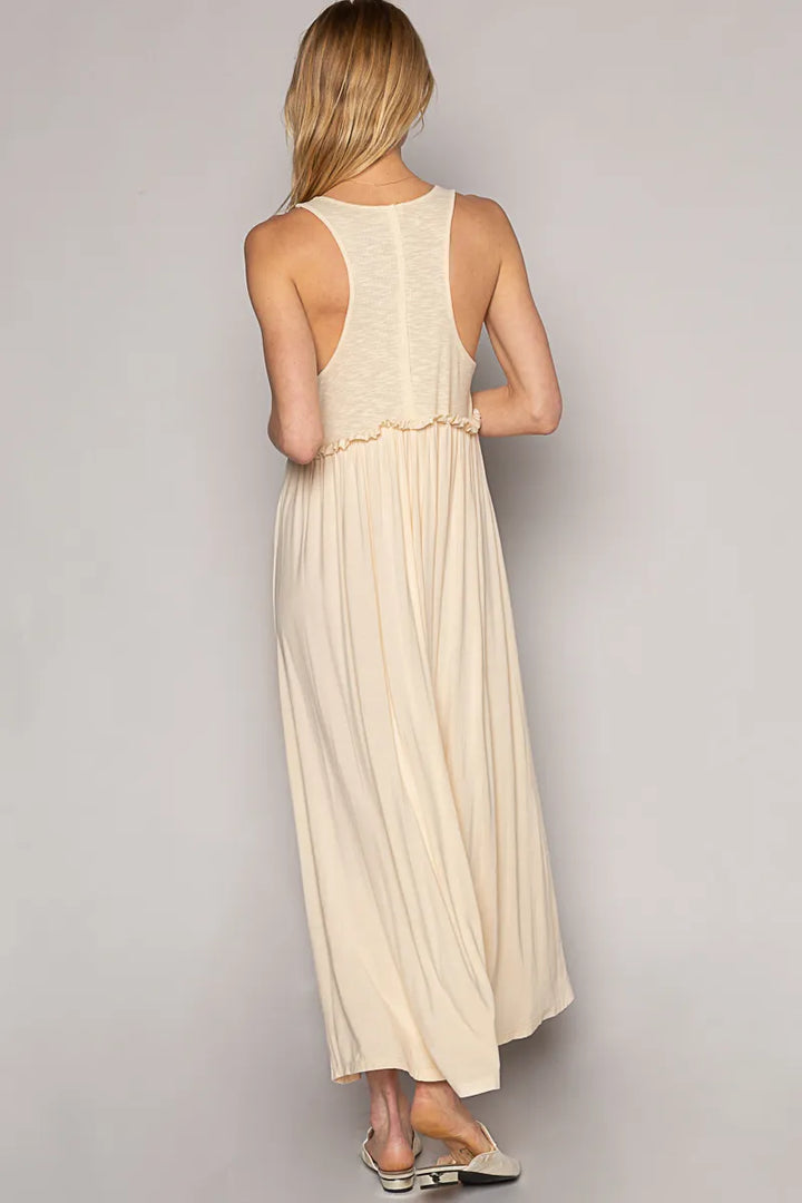 POL Frill Slit Square Neck Cami Dress
