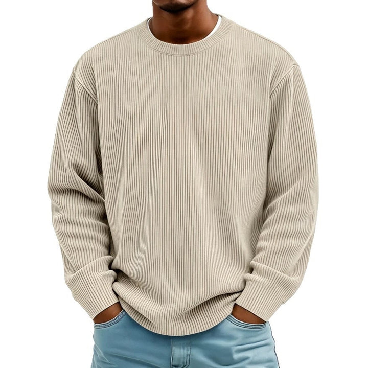 Mens Casual Long-sleeve Crew-neck Corduroy Sweatshirt