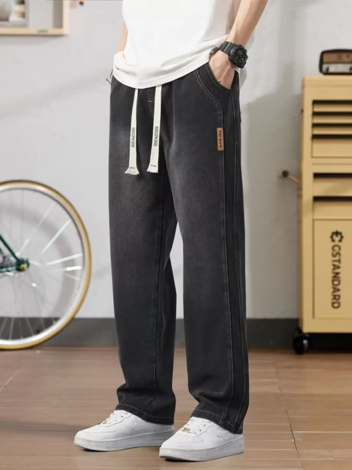 Men's Full Size Washed Relaxed Fit Straight Leg Jeans Plus Size