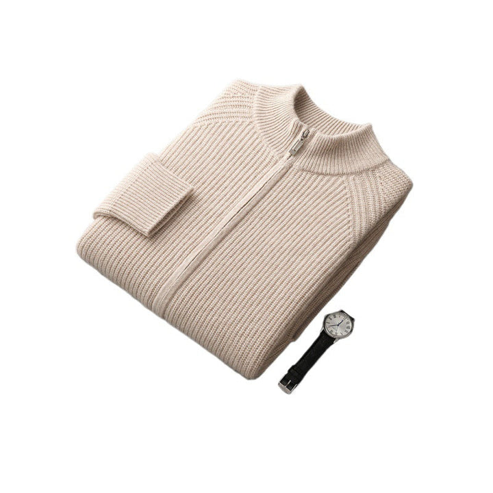 Men's Half Turtleneck Zipper Cardigan Thickened Jacket Casual