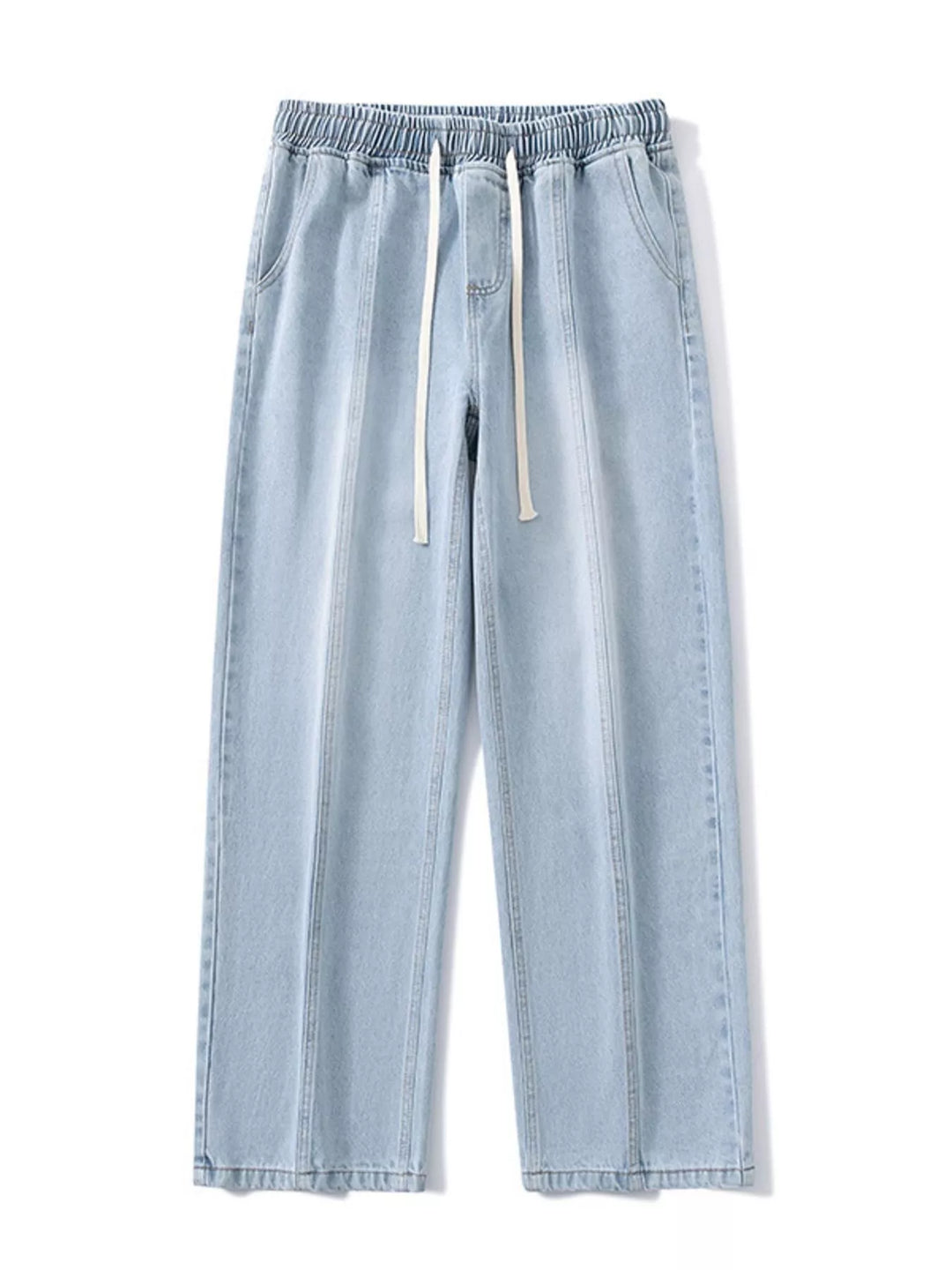 Men's Full Size Relaxed Fit Wide Leg Drawstring Jeans Plus Size