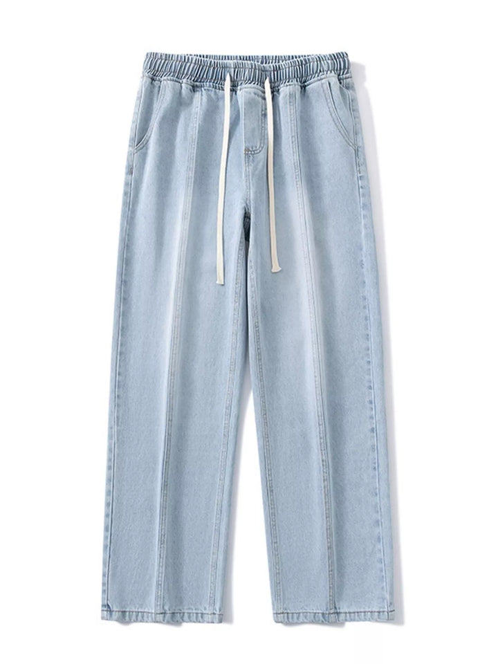 Men's Full Size Relaxed Fit Wide Leg Drawstring Jeans Plus Size