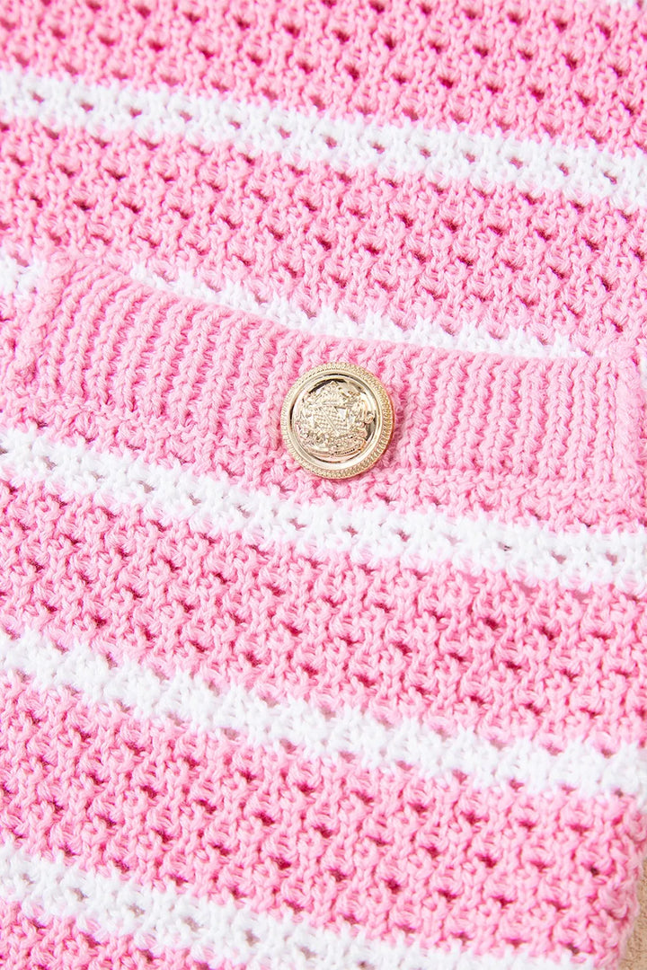 Striped Button-Up Knit Sweater Vest