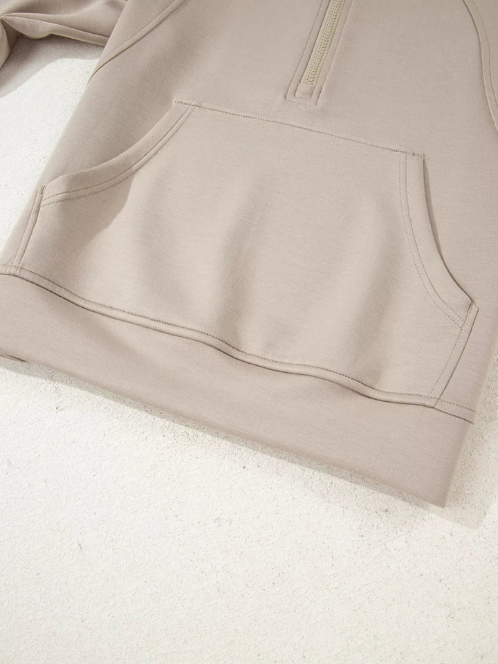 Half Zip Long Sleeve Hoodie and Pants 2pcs Outfit