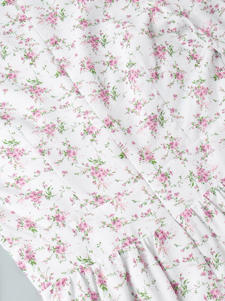 Floral Print Balloon Sleeve Dress