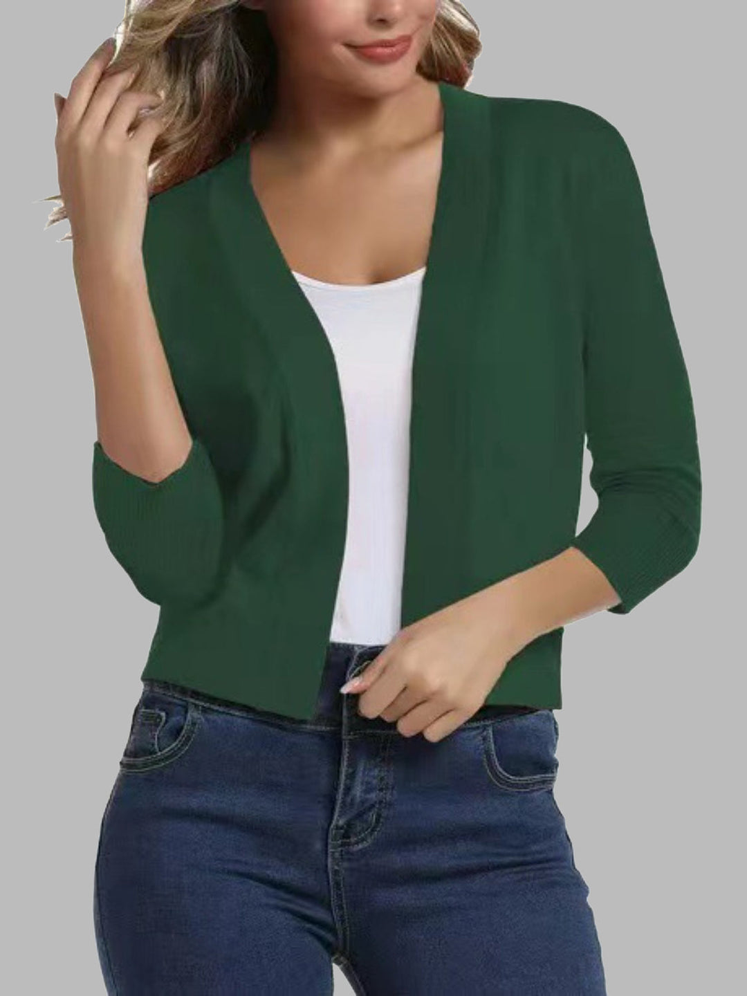 Viscose Blend Open Front Cardigan