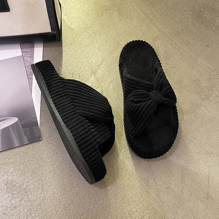 Womens Cross-strap Flat Slide Sandals