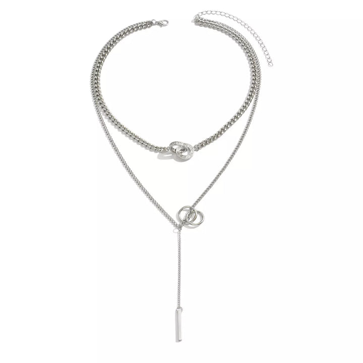Double Layered Chain Y-Shaped Pendant Necklace