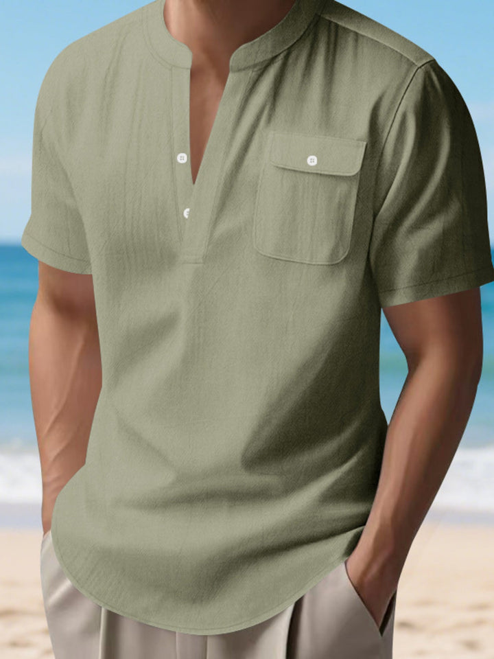 Men's Full Size Button Detail Short Sleeve Shirt Plus Size