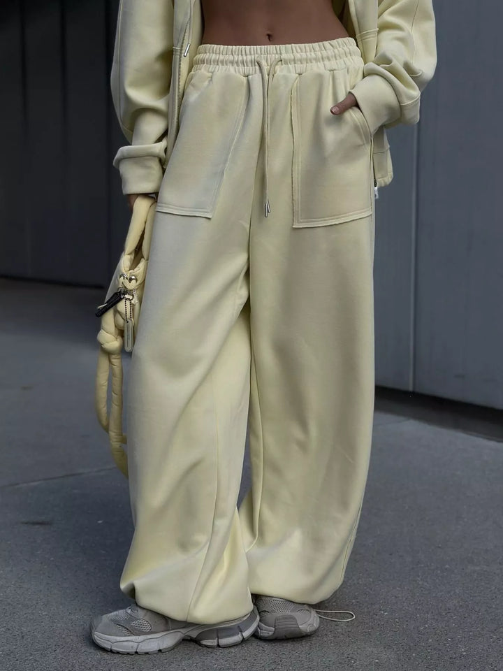 Oversized Zip-Up Hoodie and Wide-Leg Pants Set