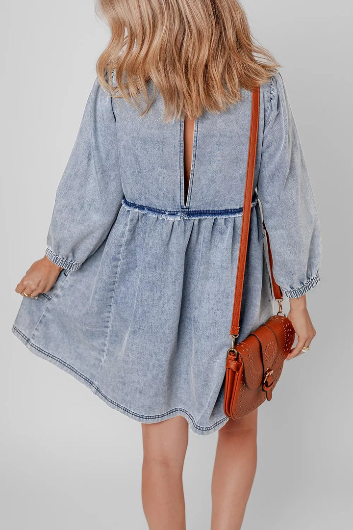 Vintage Wash Denim Dress with Pockets