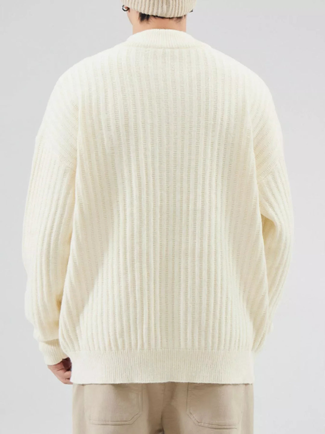 Men's Full Size Button Detail Long Sleeve Sweater Plus Size