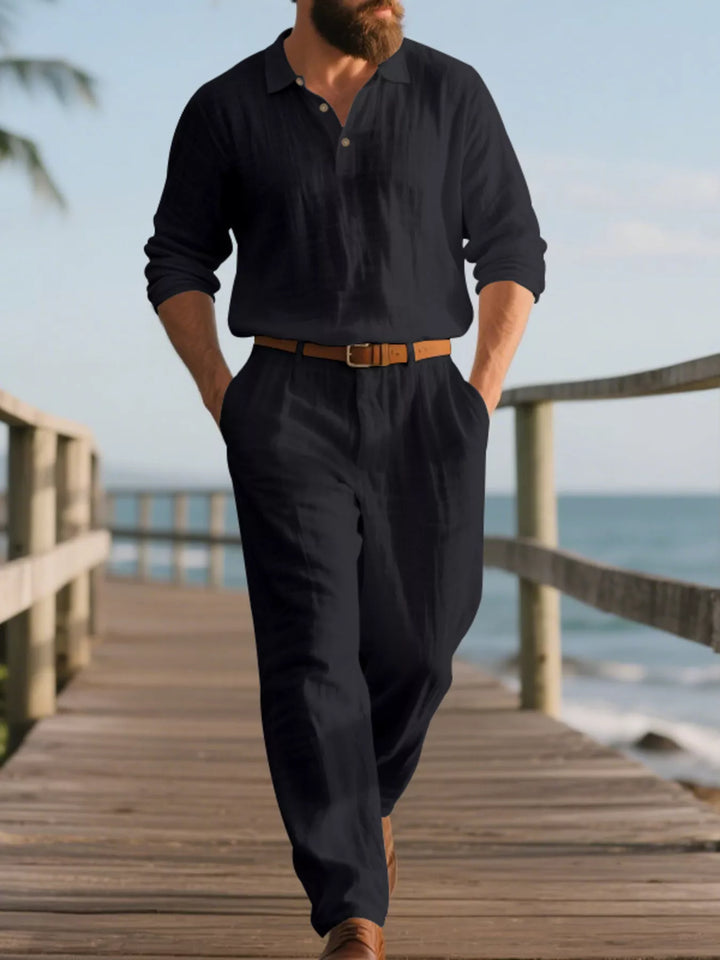 Men's Full Size Long Sleeve Top and Pants Set Plus Size
