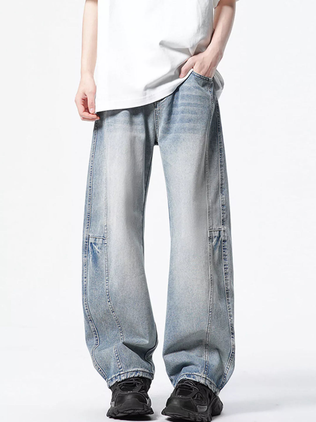 Men's Vintage Wash Wide Leg Jeans