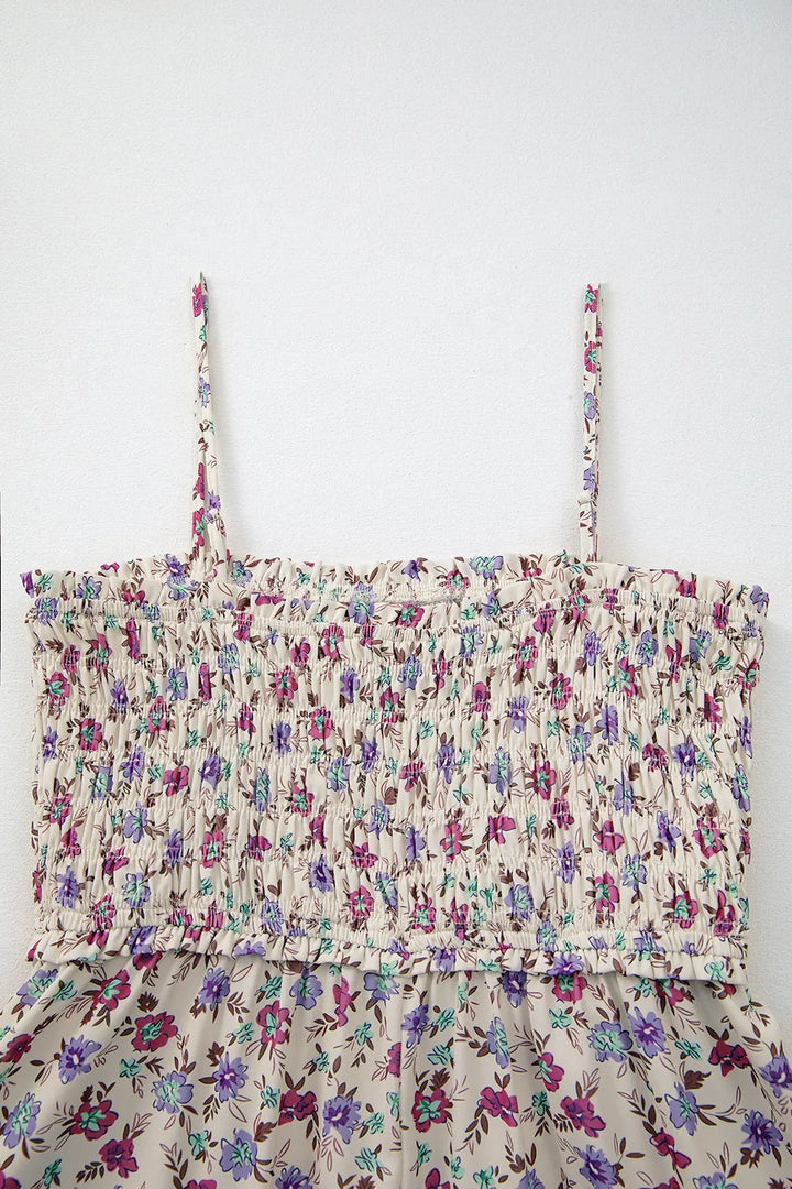 Multicolour Bohemian Ditsy Floral Smocked Fit Flare Sundress