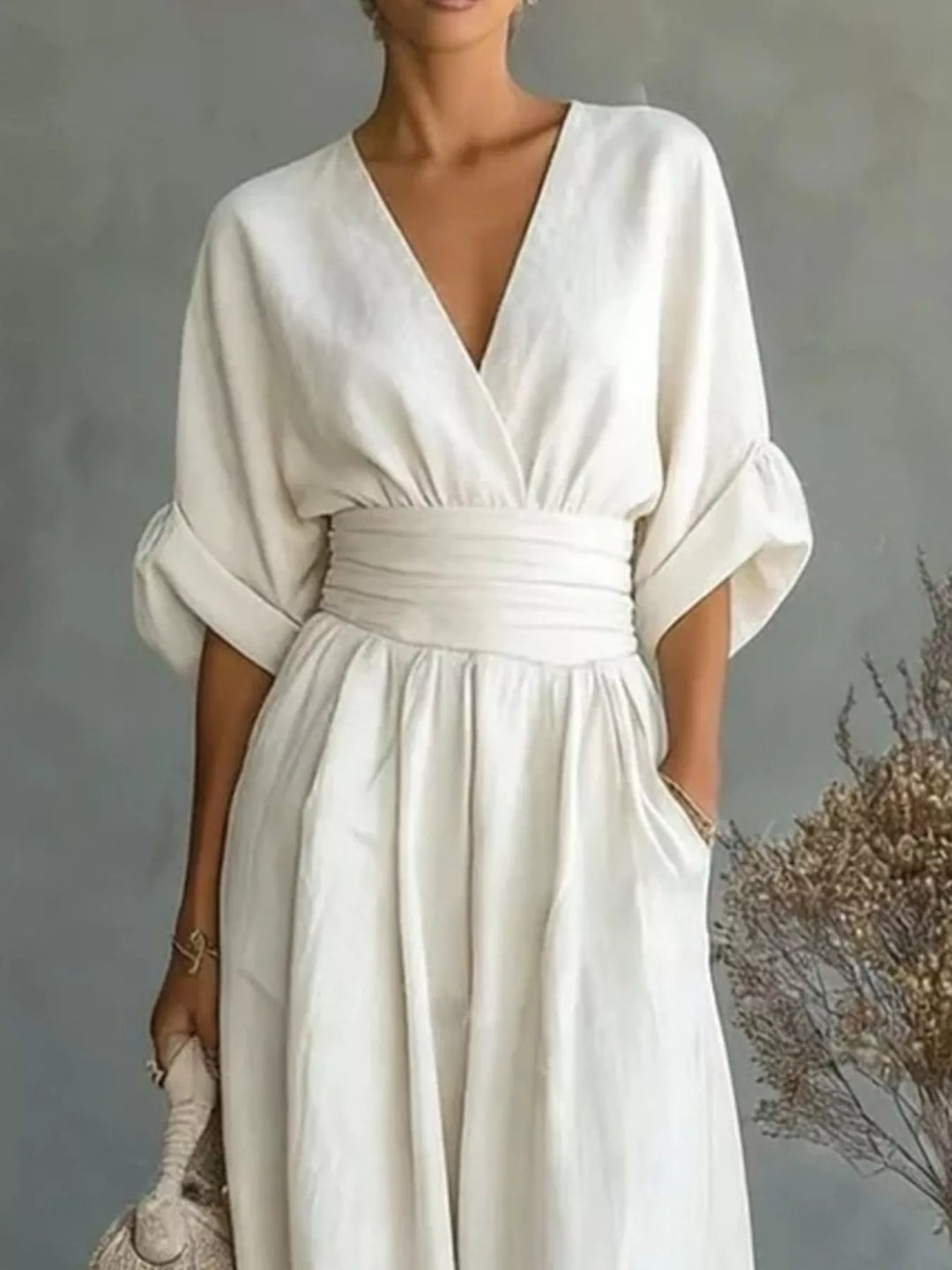 Full Size Half Sleeve Wide Leg Jumpsuit Plus Size