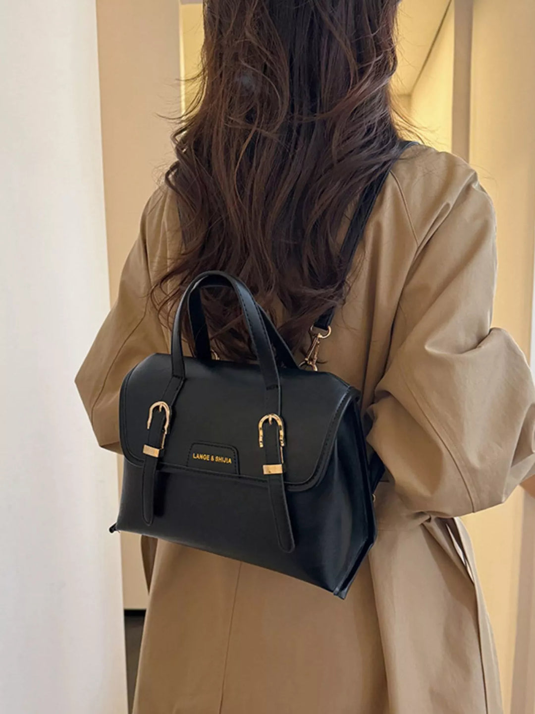 Leather Flap Backpack Bag