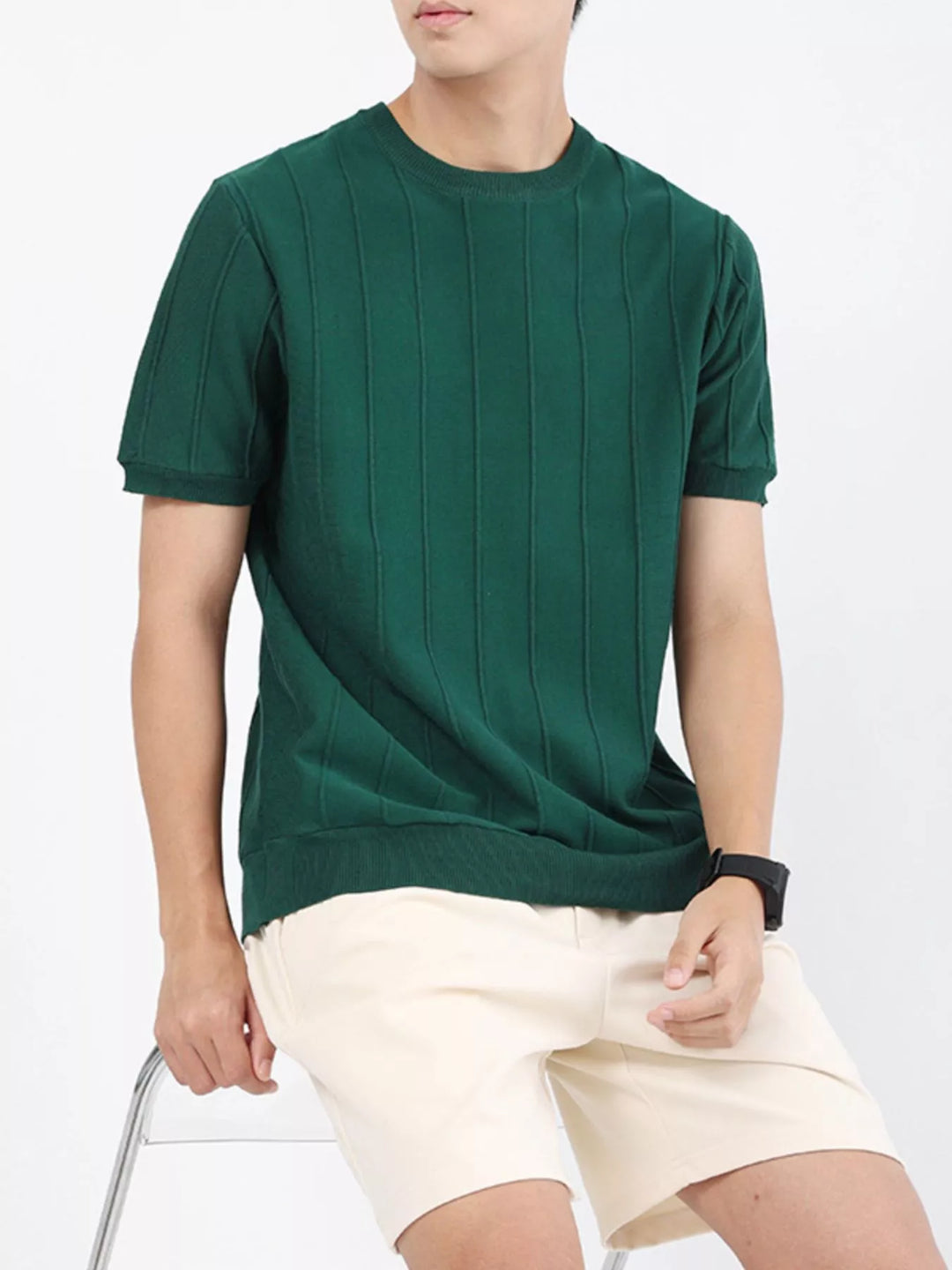 Men's Plus Size Textured Short Sleeve T-Shirt