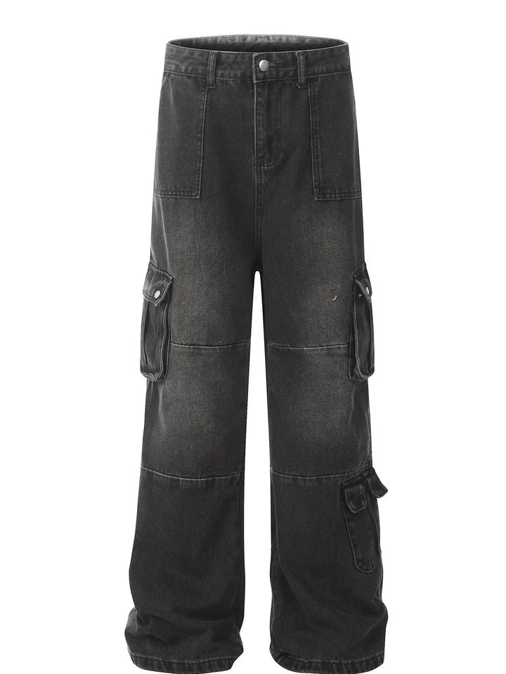 Men's Vintage Washed Cargo Denim Jeans