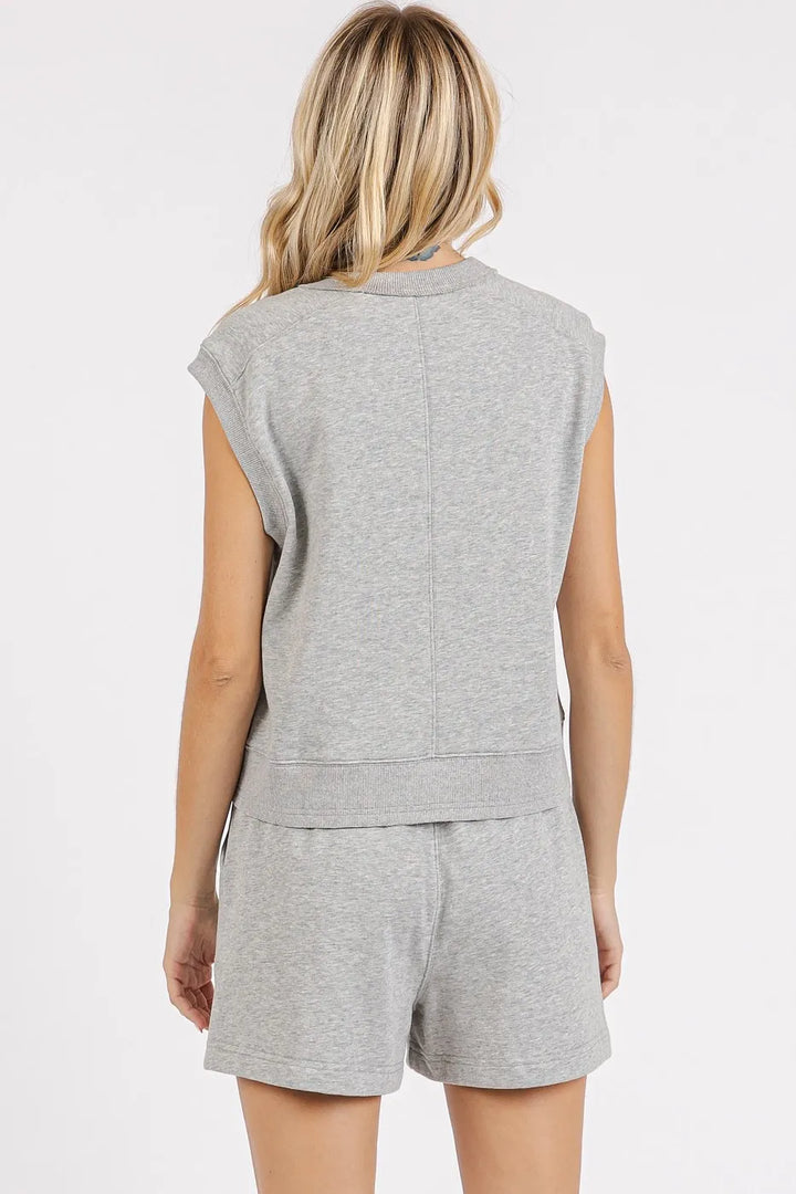 Mittoshop French Terry Crew Neck Top and Shorts Set