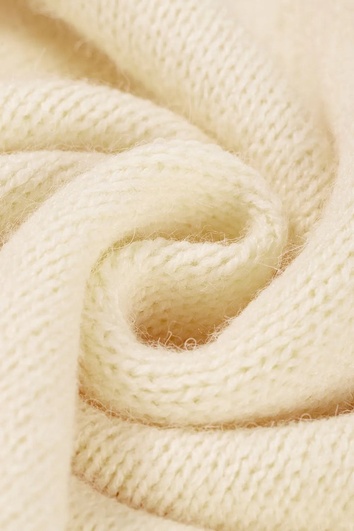 Openwork Wavy Striped Round Neck Sweater