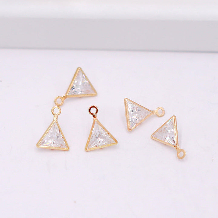 Geometric Zircon Bezel Set Pendant - Gold Plated Color Retention Charm for DIY Earring Jewelry Making Accessories