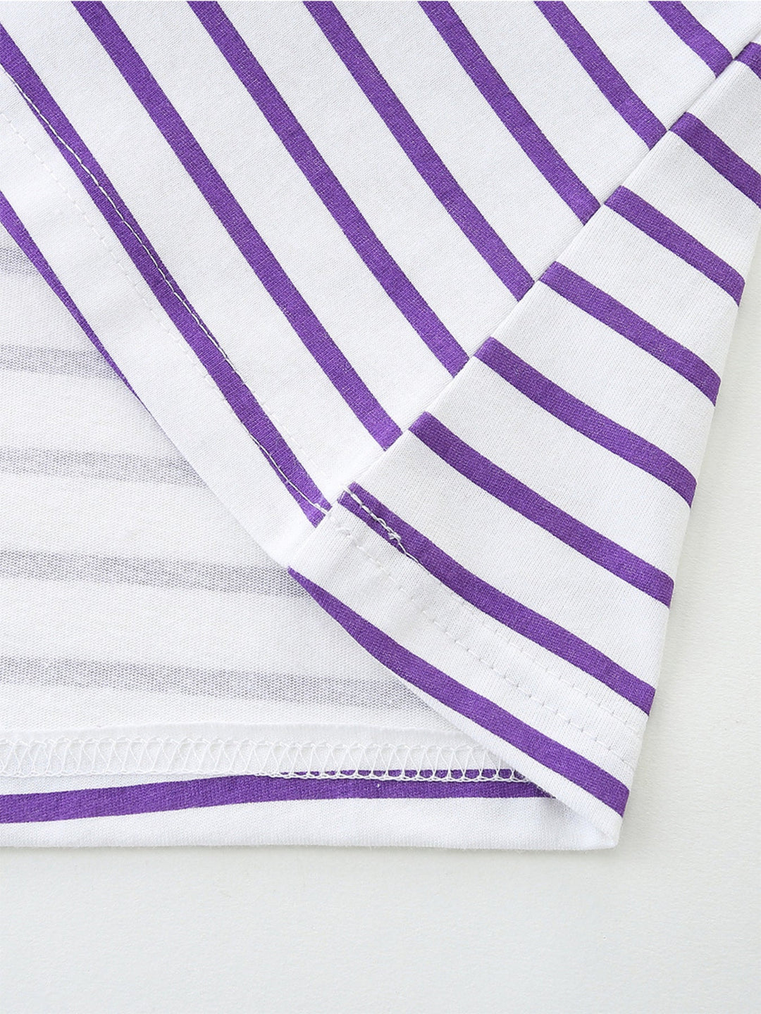 Children's Striped Casual Dress with Cat Bag