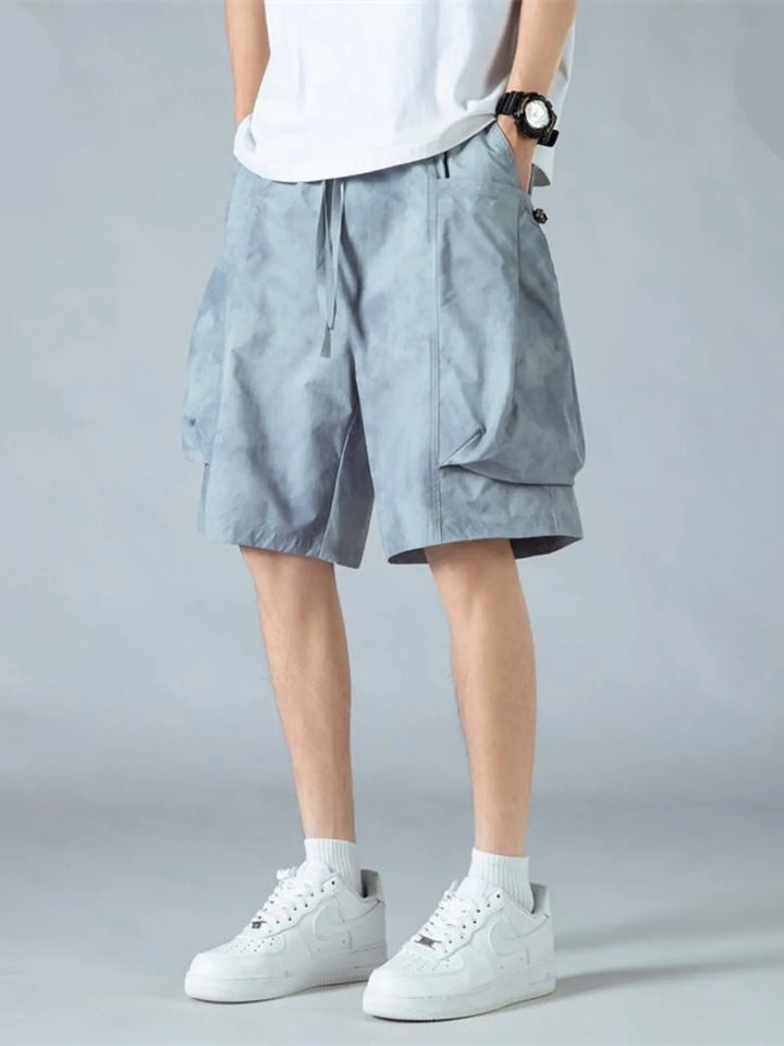 Men's Full Size Elastic Waist Cargo Shorts with Multi-Pockets Plus Size
