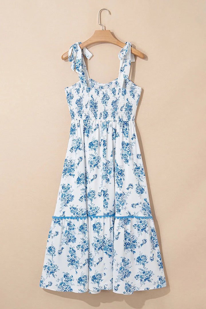 Printed Tie Shoulder Dress