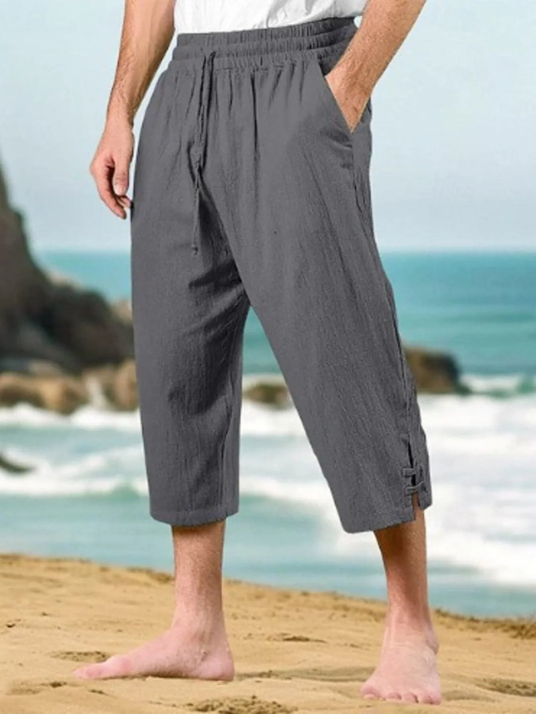 Men's Full Size Loose Fit Cropped Pants Plus Size