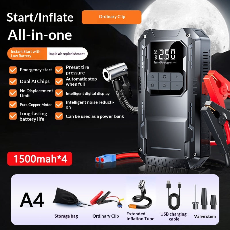 12V Car   Starter With Air Compressor, Portable Car Battery Booster Pack, Emergency Battery  Box Auto Tire Inflator All-in-One
