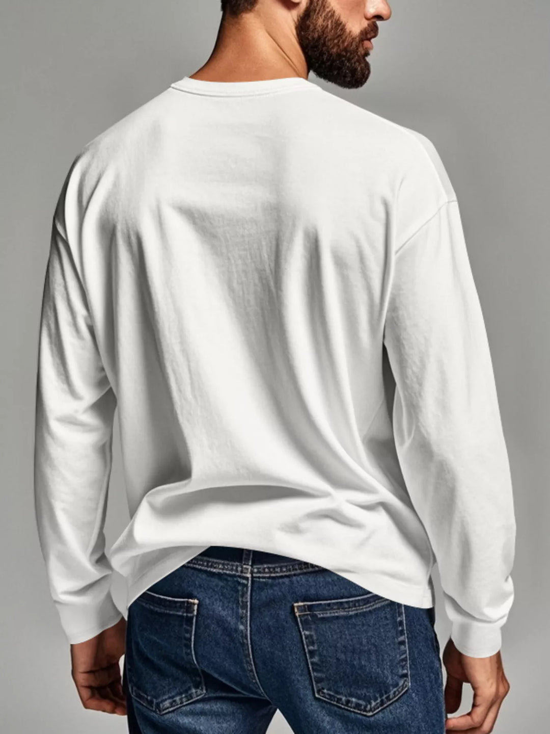 Men's Plus Size Casual Long Sleeve Henley T-Shirt with Pocket