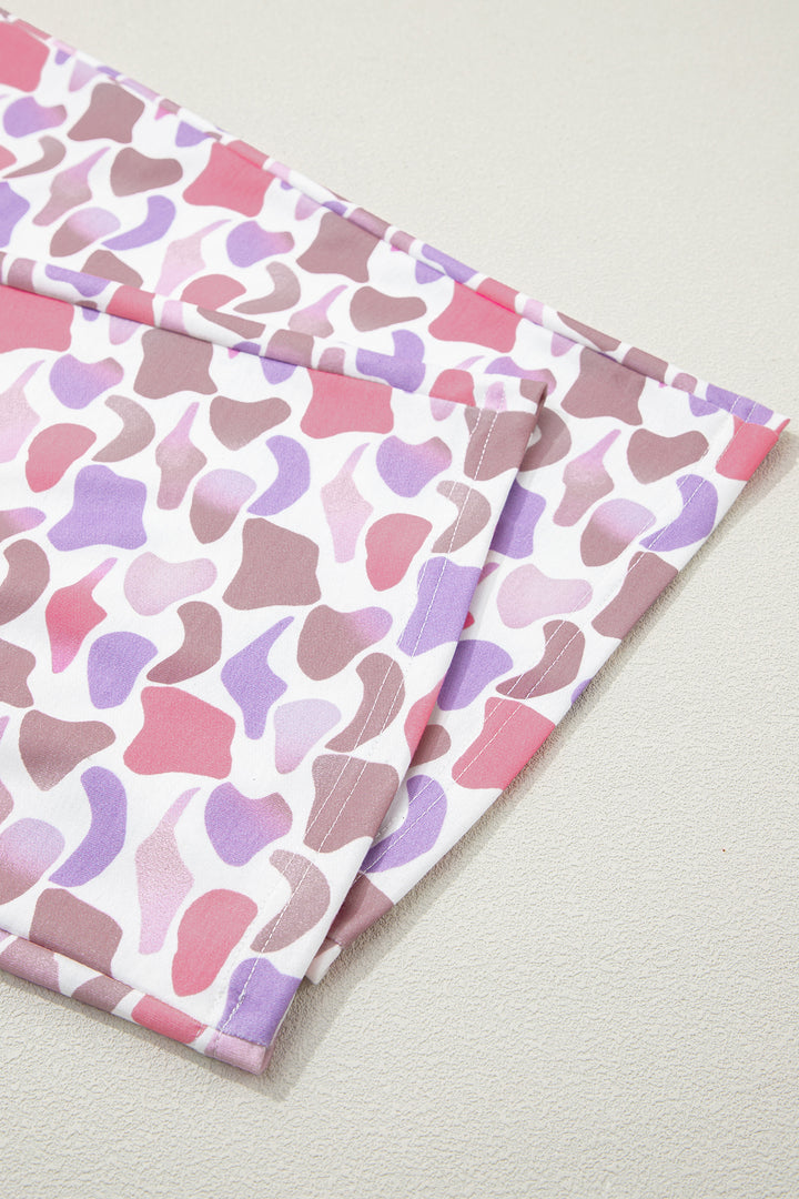 Medium Grey MAMA Letter Graphic Tee Camouflage Print Loose Pant Set