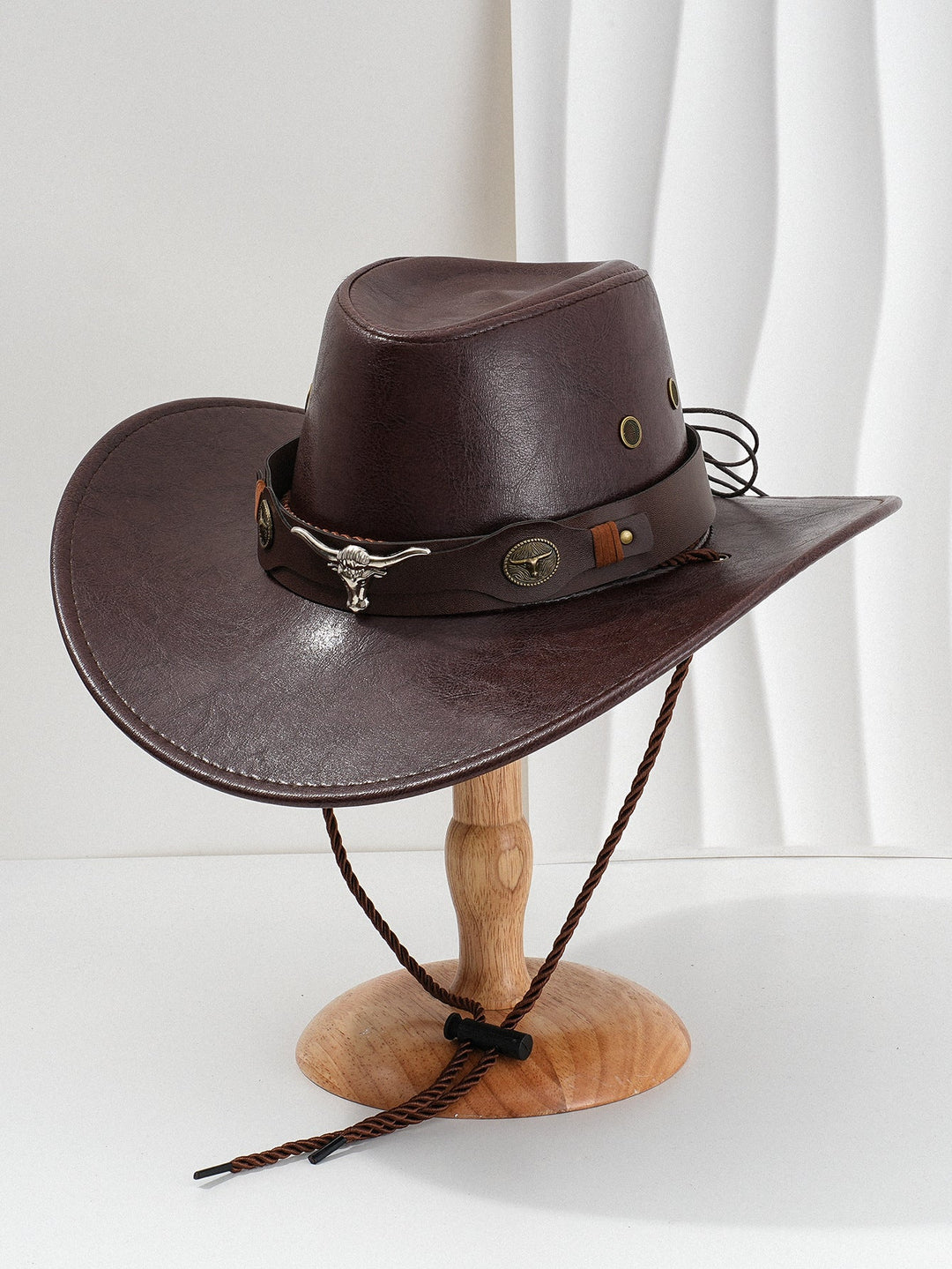 PU Leather Metal 3D Ox-Head Retro Curved Belt Denim Hat