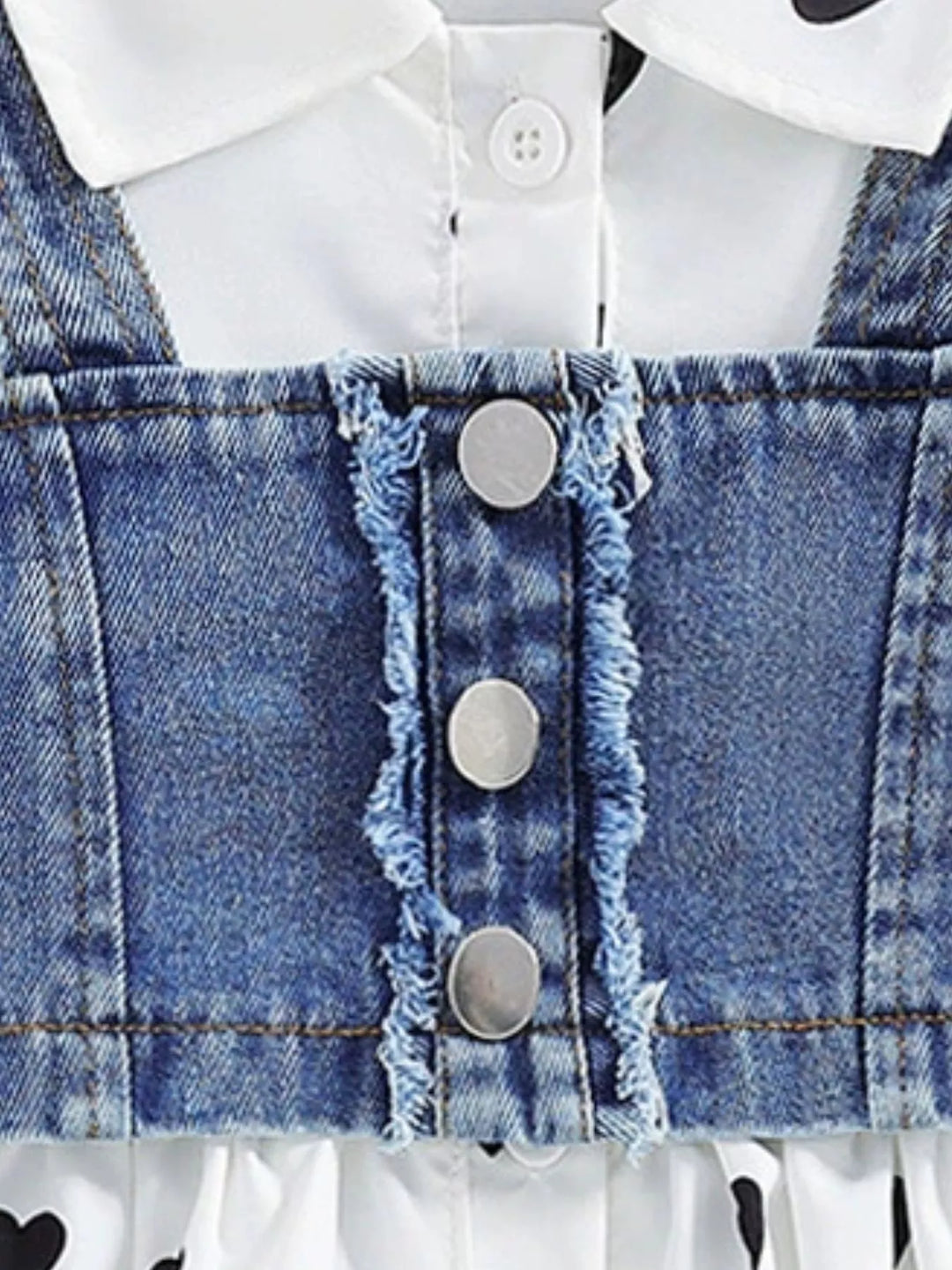 Children's Heart Print Dress & Denim Cami Set