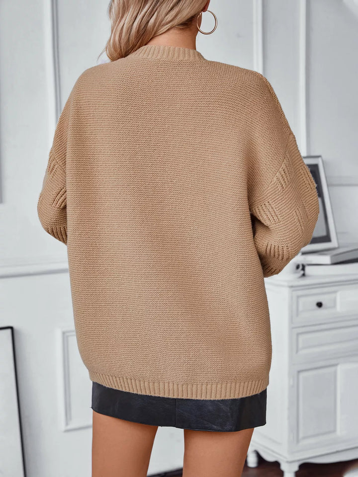 Textured Knit Open Front Cardigan