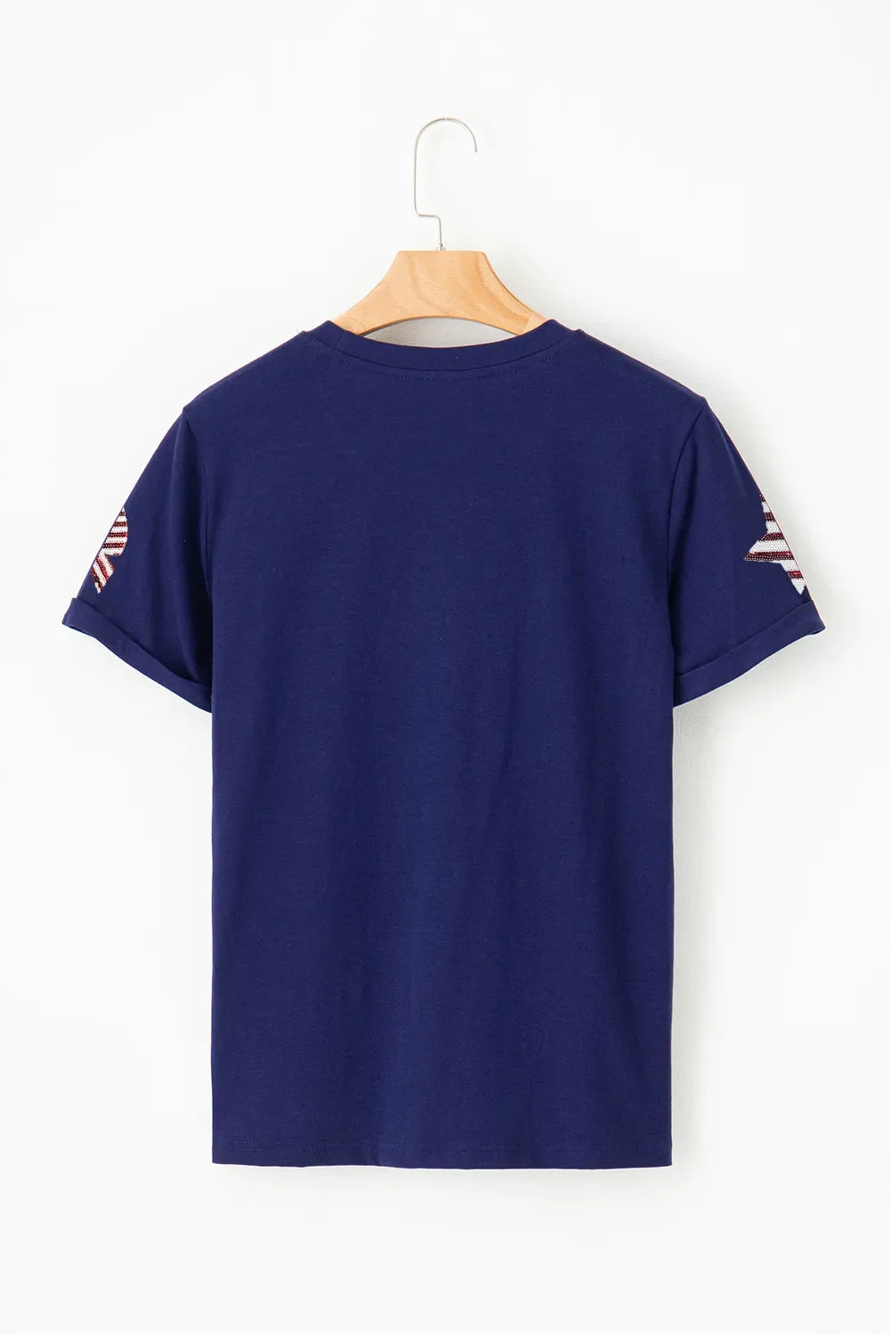 Sequin Star Round Neck Short Sleeve T-Shirt