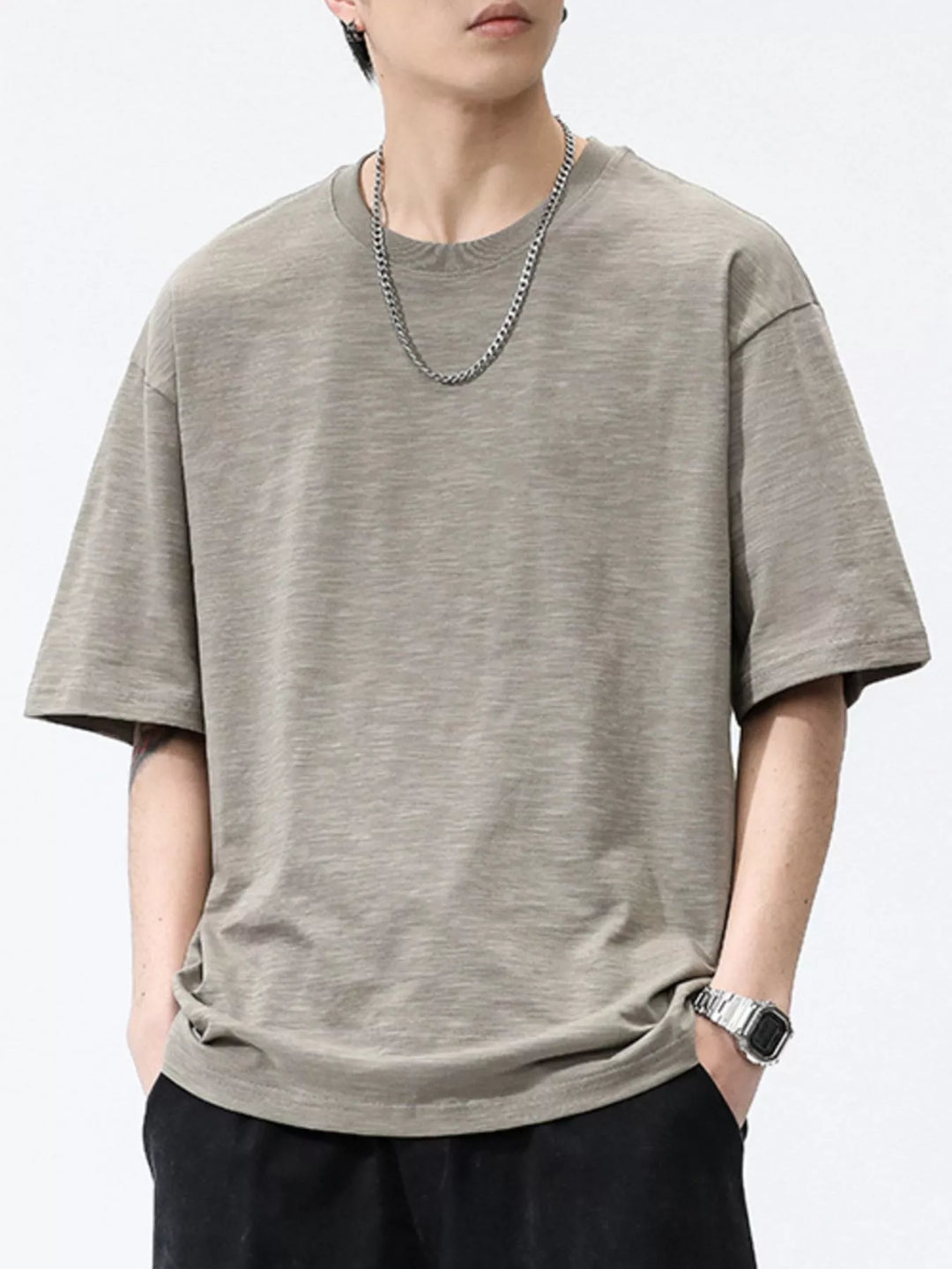 Men's Plus Size Round Neck Half Sleeve T-Shirt