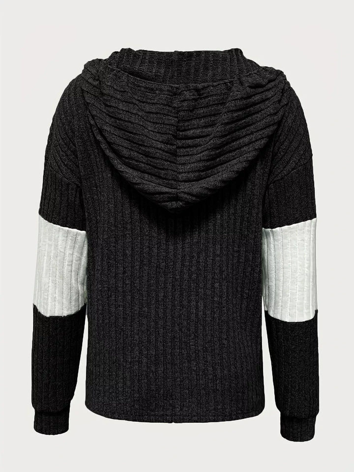 Color Block Drawstring Long Sleeve Hoodie