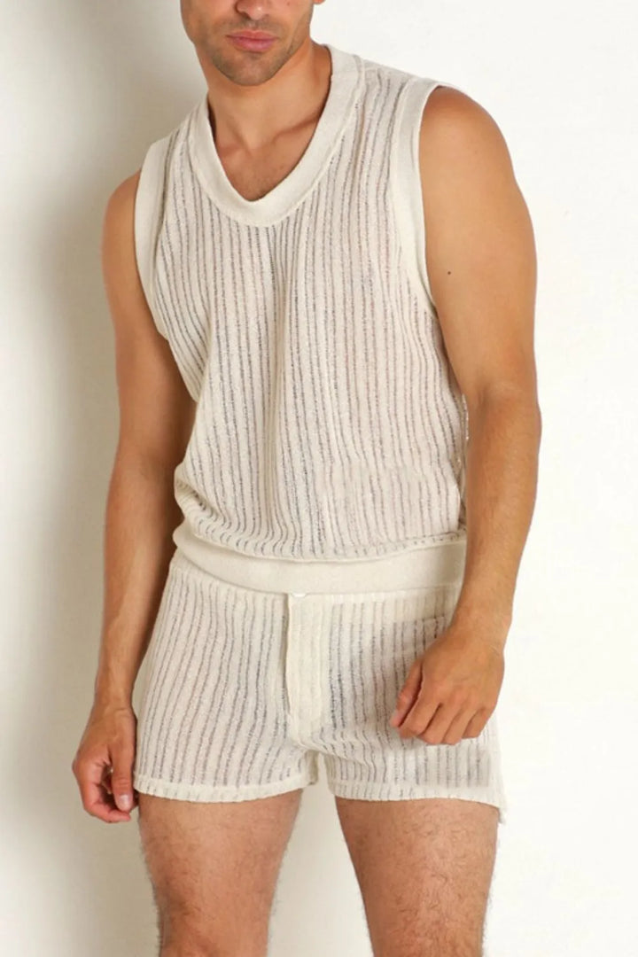 Men's Full Size Round Neck Tank and Shorts Set Plus Size