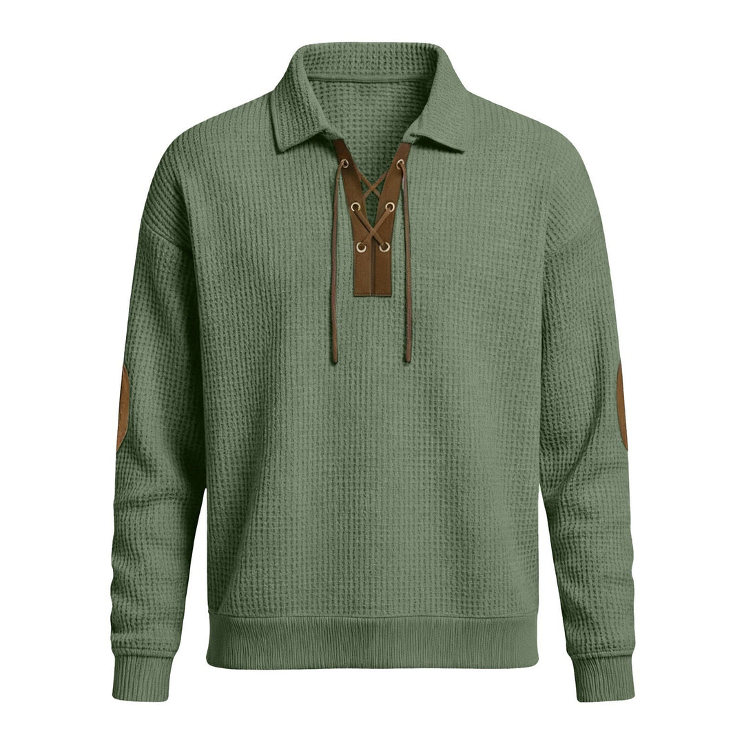 Mens Fashion Solid-Color Long-Sleeve Loose-Fit Sweatshirt