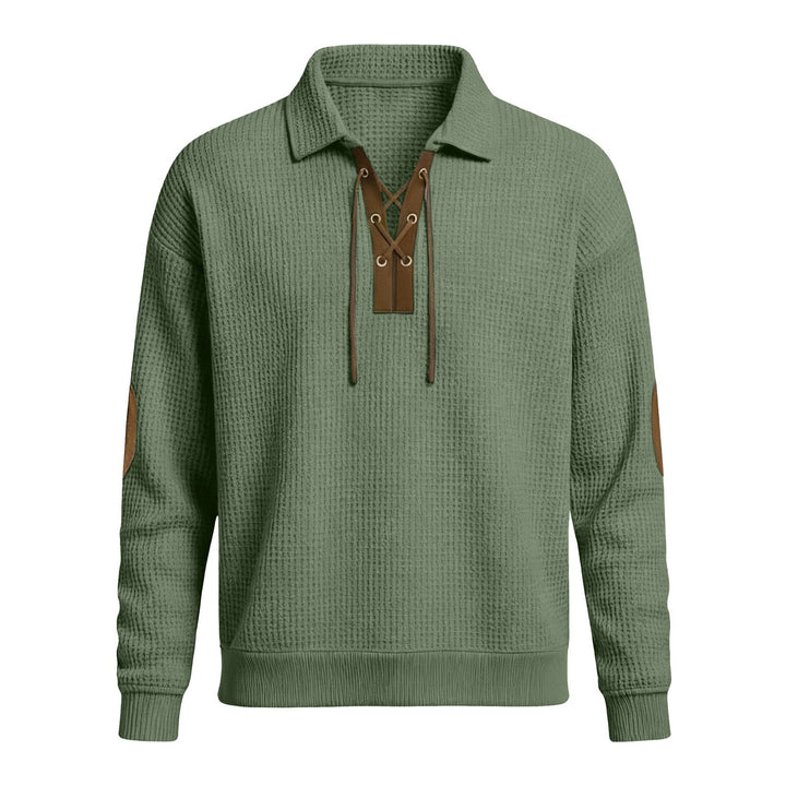 Mens Fashion Solid-Color Long-Sleeve Loose-Fit Sweatshirt