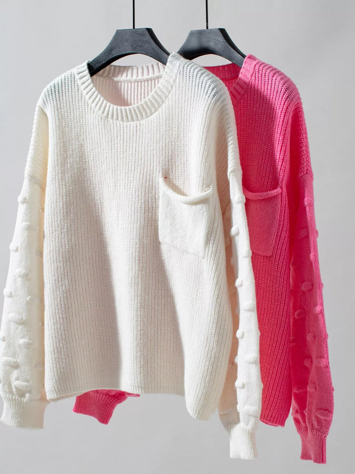 Pocket Detail Round Neck Sweater