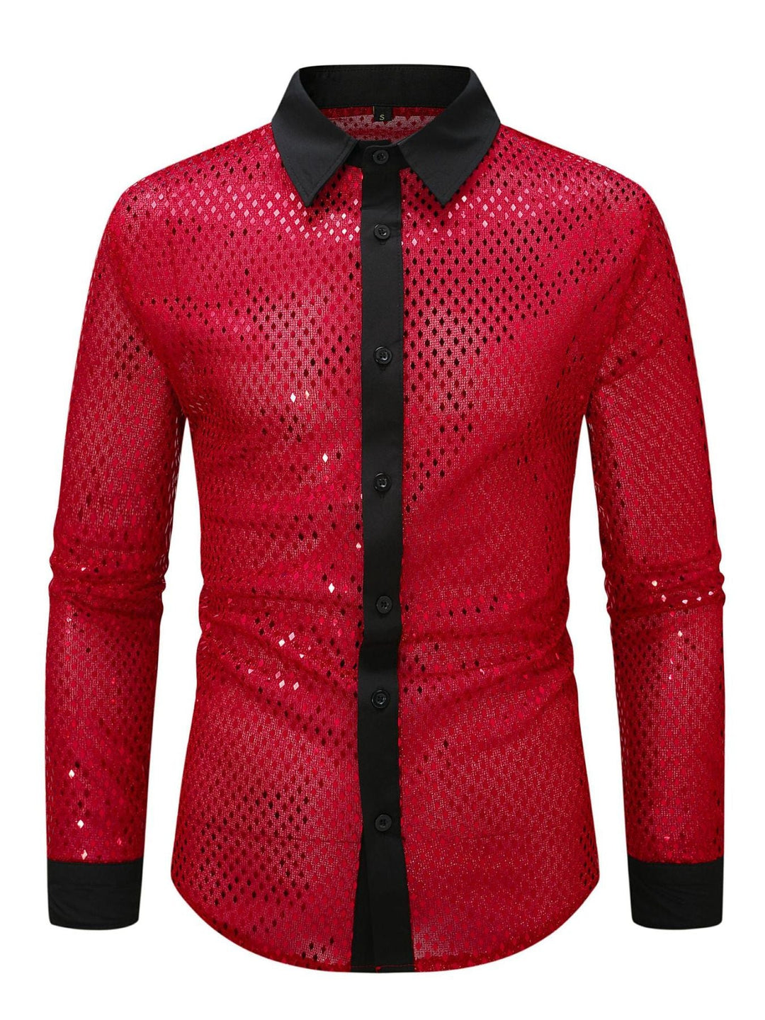 Men's Full Size Openwork Long Sleeve Shirt Plus Size