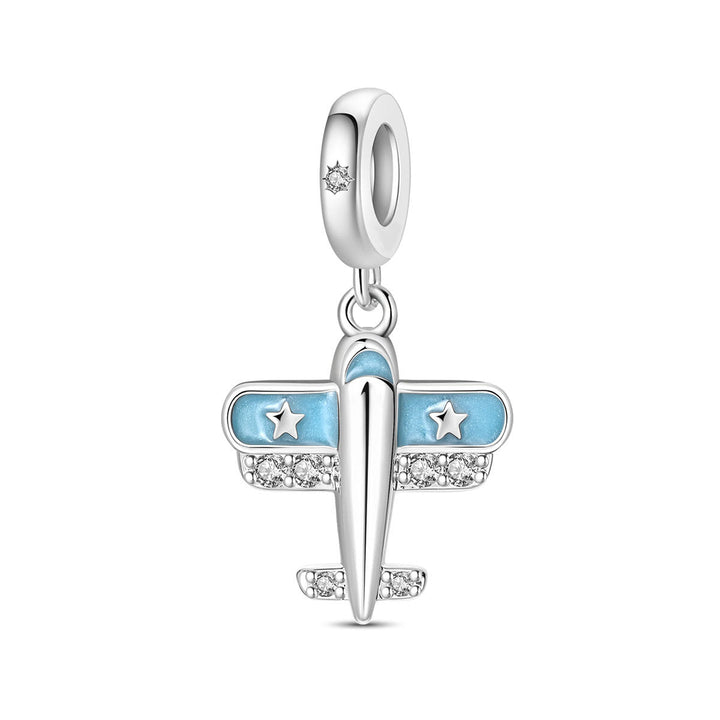 Blue Oil-drip Plated Silver Bow Bracelet And Necklace With Beads
