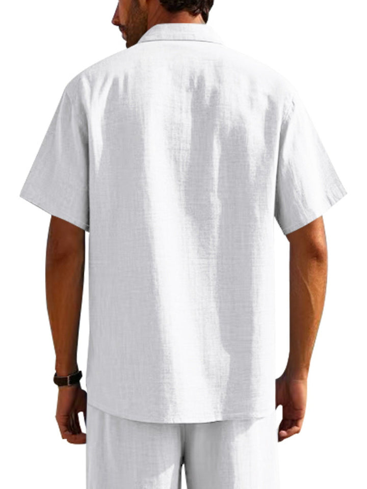 Men's Full Size Short Sleeve Shirt with Pockets Plus Size