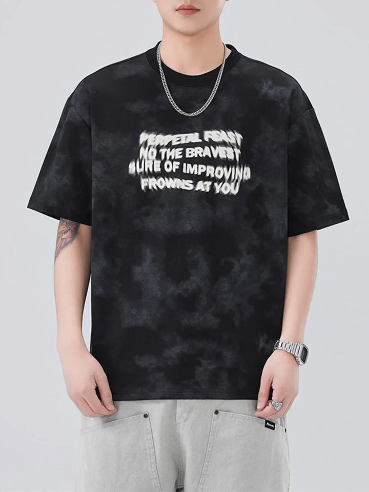 Men's Plus Size Letter Round Neck Short Sleeve T-Shirt